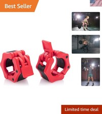 Pro 2-Inch Olympic Barbell Collars - Quick Release Red Clamps for Weightlifting