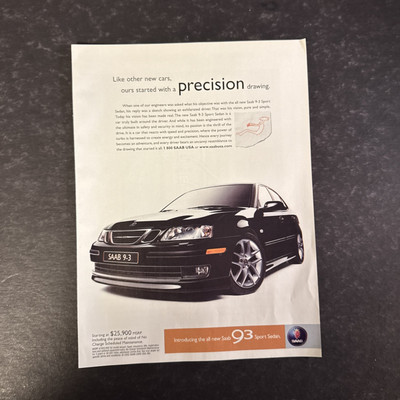 2002   SAAB 93 Sports Sedan   Original   Vintage Y2K Print AD    ADV21
