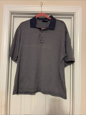 Bobby Jones XL Navy and White Micro-Pattern Polo