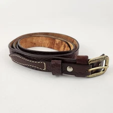 CABELA'S Leather Ranger Belt Sz 40 Tooled Basketweave Brown Brass Buckle Western