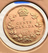 Canada 1907 Silver 5 Cents High Grade