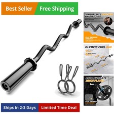 Olympic EZ Curl Barbell Bar 47", 2-Inch Curl Bars for Weight Lifting,Hip Thru...