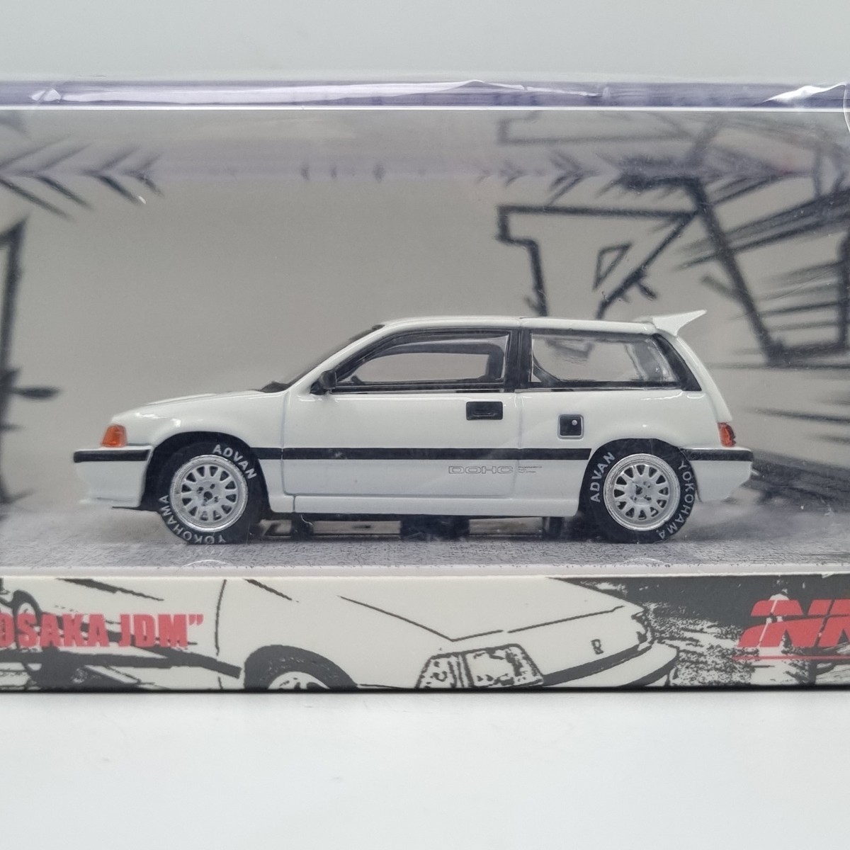 INNO64 HONDA CIVIC Si E-AT WHITE OSAKA JDM W/ EXTRA DECALS AND