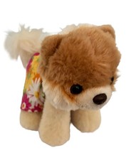 Gund Boo Itty Bitty Worlds Cutest Dog Pomeranian Pink Floral Shorts Plush 6"