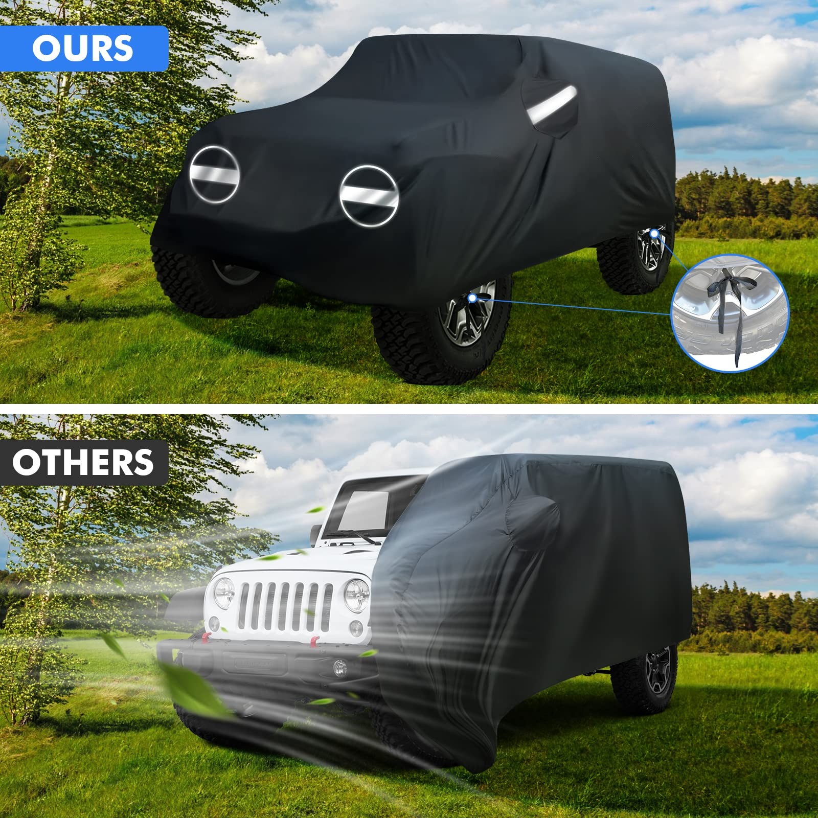 Neverland Waterproof Car Cover for Jeep Wrangler 2-Door All Weather Sun Rain UV thumbnail 7