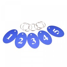 5pcs Metal Number Tags Key Tag with Ring, 1-5 Numbered Oval 50x30mm Blue