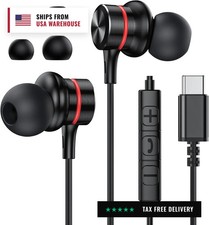 USB C Headphones, Wired Earbuds in-Ear Type C Earphone, Microphone  Volume Cont
