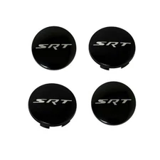 SET OF 4 SRT 63MM GLOSS BLACK WHEEL HUB CENTER CAPS WITHOUT RINGS