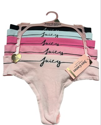 JUICY COUTURE 5 Pack Women's Size SMALL Seamless Logo Thong Panties NWT