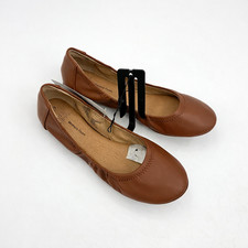 Time and Tru Womens Memory Foam Ballet Scrunch Flats Brown US 6 New
