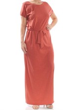 SANCTUARY Womens Orange Tie Waist T Shirt Short Sleeve Maxi Dress S