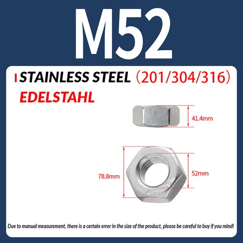 STAINLESS STEEL HEXAGON FULL NUTS HEX NUT M1 M2 M2.5 M3 M3.5 M4 M5 M6 M8 M10-M65 - Picture 37 of 39