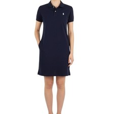 Polo Ralph Lauren Dress Womens Medium Navy Blue Polo Shirt Pique Cotton Casual