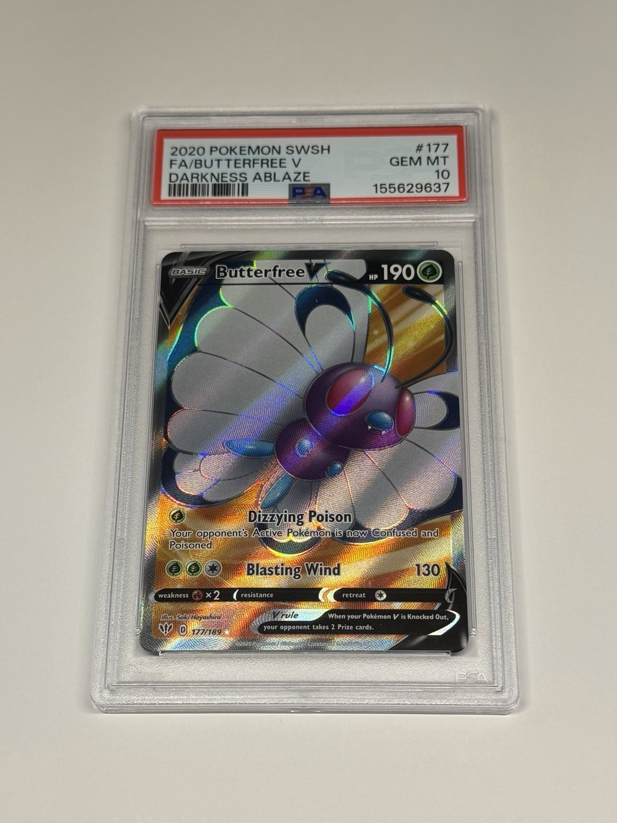 Pokemon Card Butterfree V Holo Darkness Ablaze FULL ART 177/189 PSA 10 Gem Mint