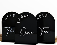 Black Arched Wedding Table Numbers 1-20 with Stands, 5X7 Inch Black Acrylic Arch