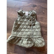 Aspen Kids Girls Olive Green Quilted Peplum Vest Size 3T Asymmetrical Button