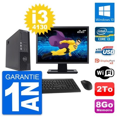 PC DELL T1700 SFF Bildschirm 22 '' Intel i3-4130 RAM 8Go Disc 2To Windows 10 Wifi