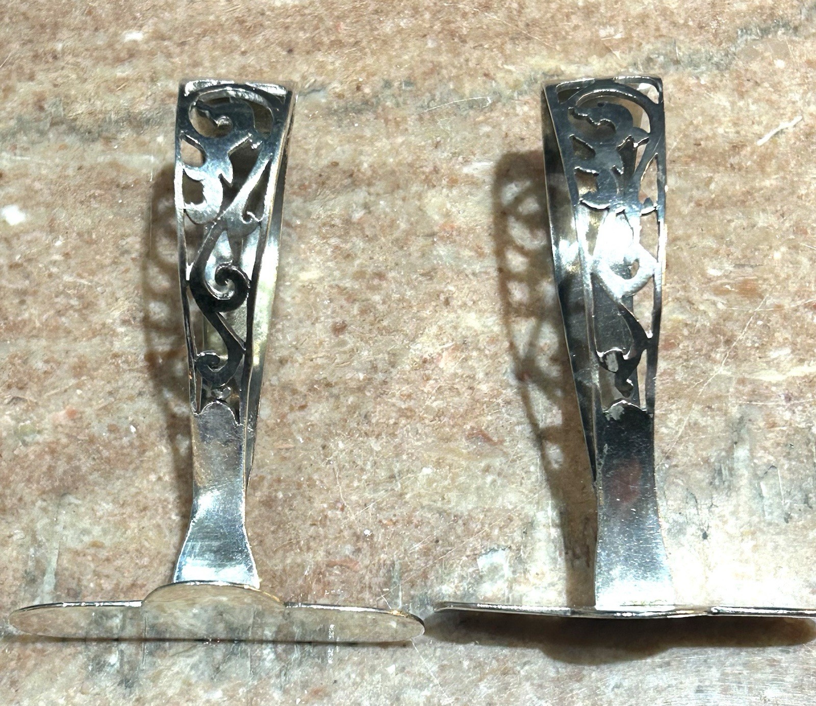 Two Signed Hector Aguilar Mexico Sterling Baby Food Pusher Spoon Utensil 50.71g