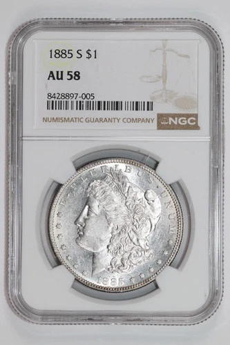 1885-S MORGAN DOLLAR NGC AU58