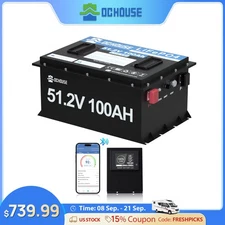 48V 100Ah LiFePO4 Golf Cart Battery Metal Case Bluetooth Monitor Club Car RV