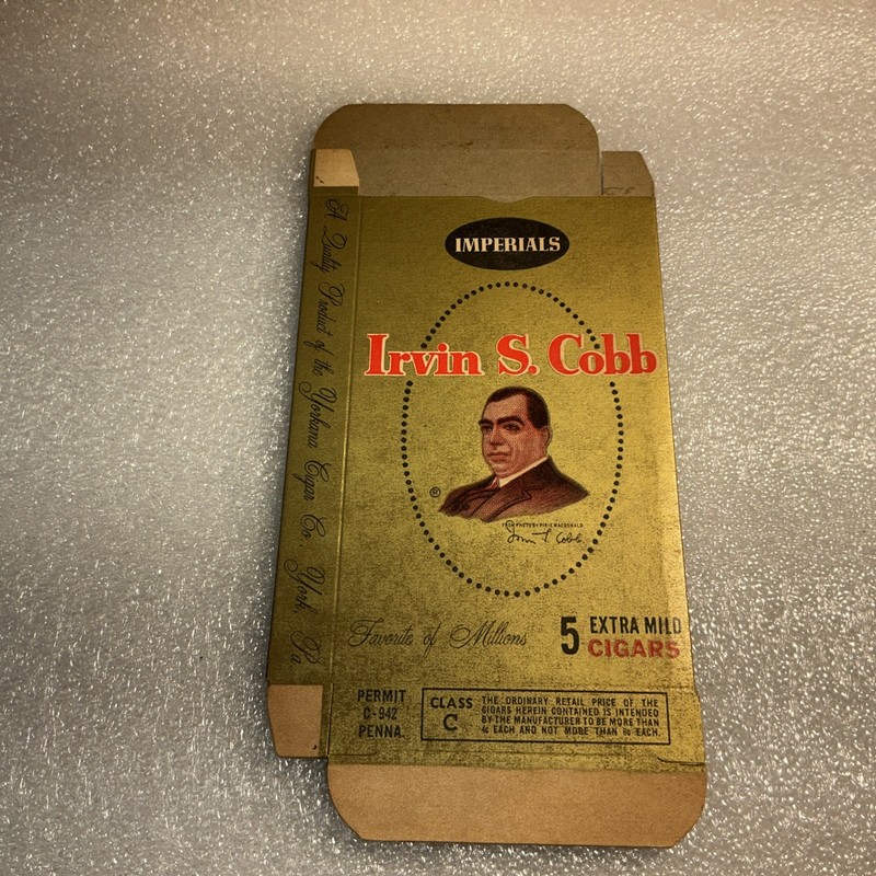 Imperial Cigar Co Irvin S. Cobb Cigars Box Favorite of Millions Empty