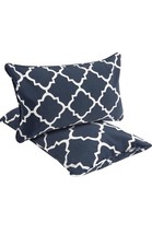 Waterproof Outdoor Lumbar Pillow covers 20" x 12" Pack of 2 Blue Geometric