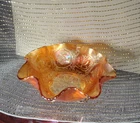 Fenton Dragon and Lotus Marigold Purple Carnival Glass Bowl Ruffled Edge-3 foot