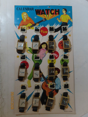 1960's Calendar Watch kids toy cardboard store display complete Japan