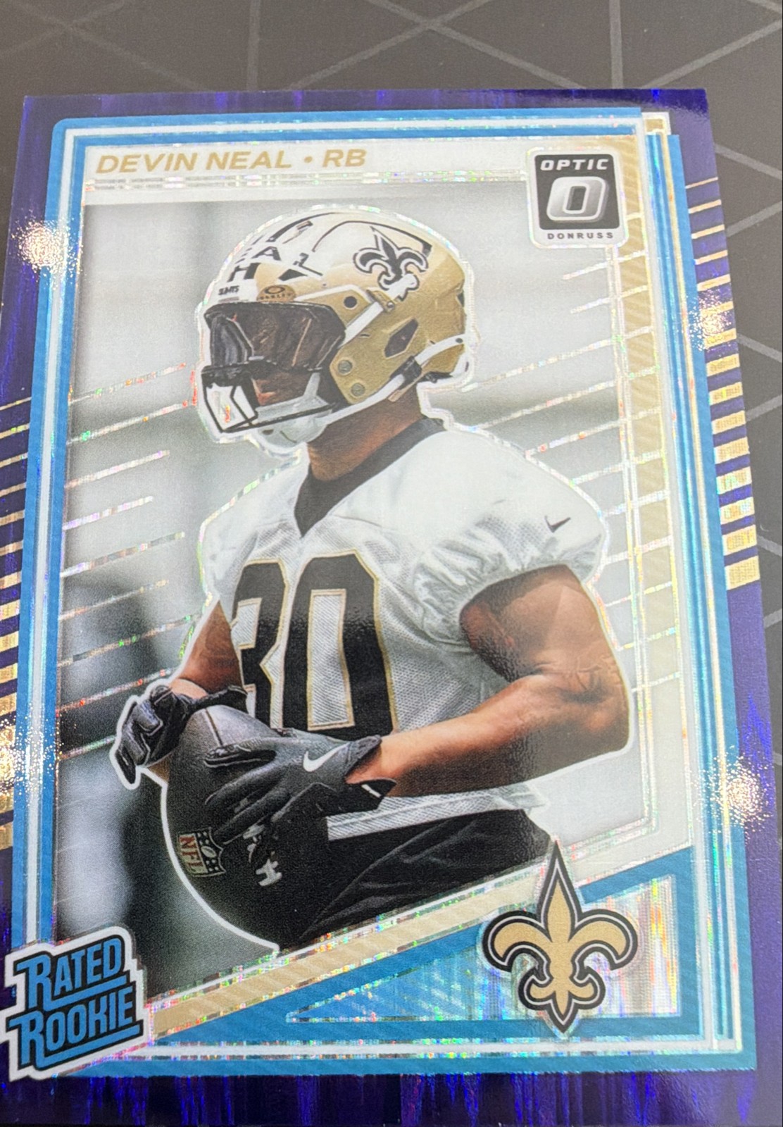 2025 Panini Donruss Optic - Rated Rookie Devin Neal #282 Purple Shock Prizm (RC)