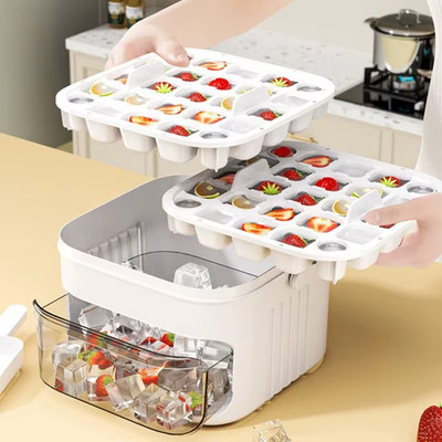 Würfeleismaschine mit Easy Press Kappe Große Kapazität Doppellagig Haushalt Eisbox