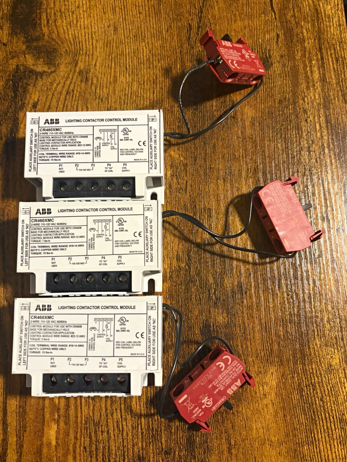 ABB CR46XMC Mechanically Held Lighting Contactor 110-120VAC w/ Aux CR460XB1 (x3)