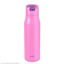 Zak Designs 20 fl oz Stainless Steel Insulated Straw Bottle - Light Pink