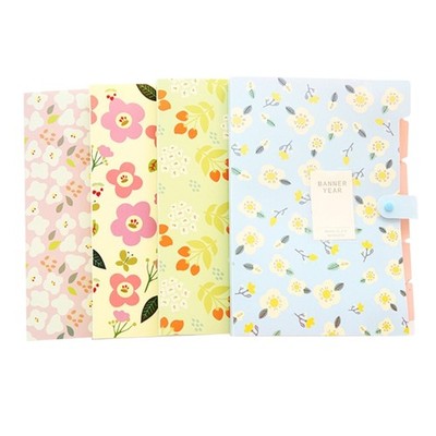 Flower Print File Folder 6 Pockets Expanding Document Organiser Sorting Folder