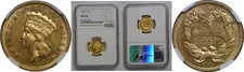1871  $3 Princess Gold  NGC AU-58
