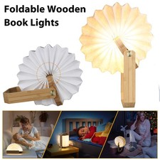 3D Folding Creative LED Night Light USB Recharge Wooden Book Light Decor Bedroom