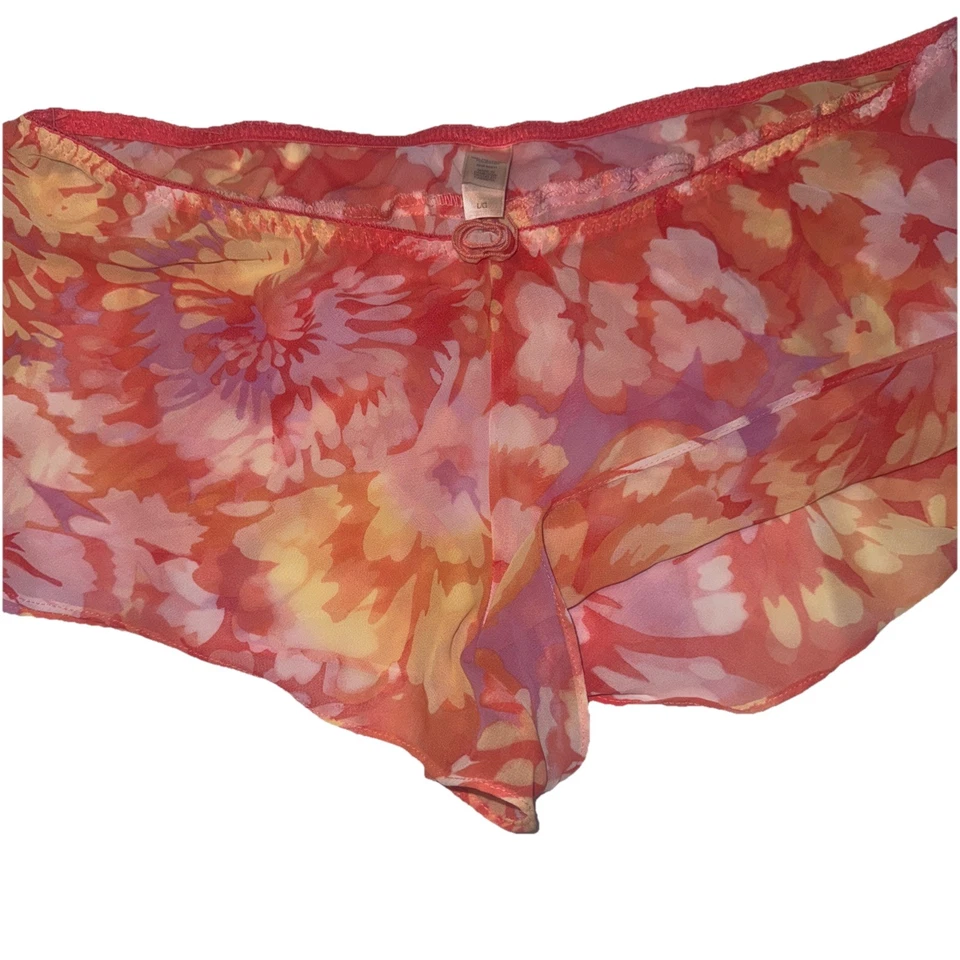 Conjunto de pijama para mujer Ambrielle floral semi transparente con volantes talla 20 2XL Foto 2 de 4