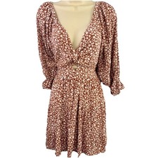 Floral Babydoll Ruffled Dress Boho Hippie Peasant Cottage Twist Front Smocked 1X