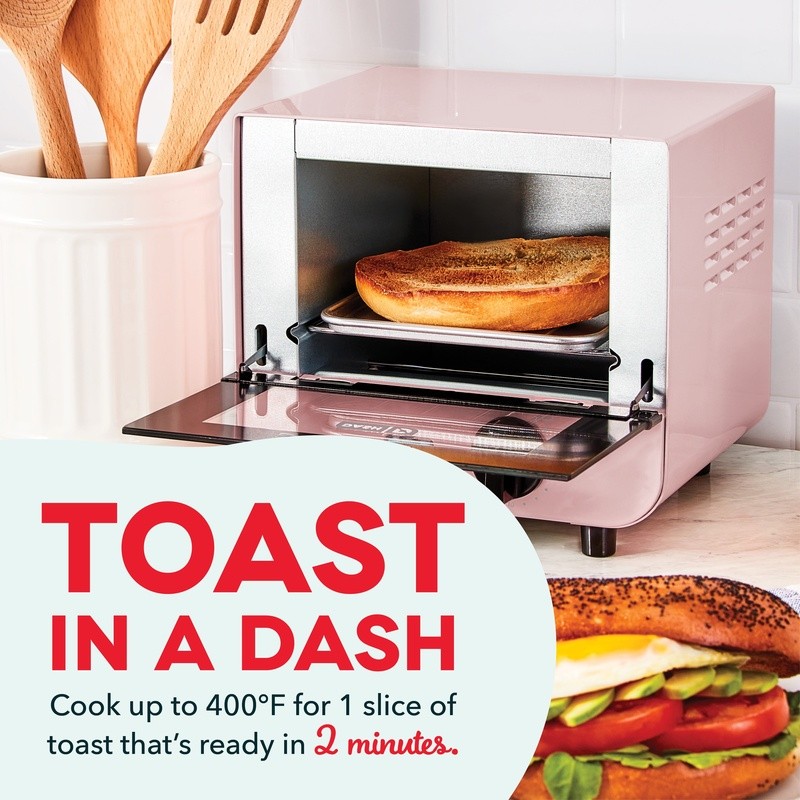 Mini Toaster Oven Compact Design 1 Slice Auto Shut-off Easy Clean