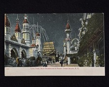 Main Promenade At Night, Luna Park Coney Island, N.Y. postcard 1907-15 Era Vtg