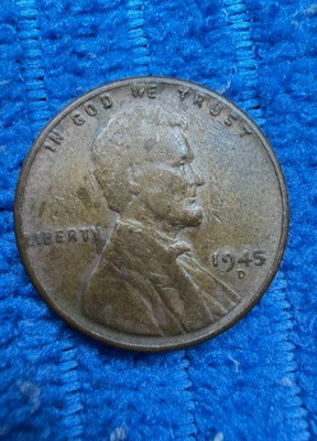 1945D Lincoln Wheat Penny (VF) with (L) on Rim error  See Pic's