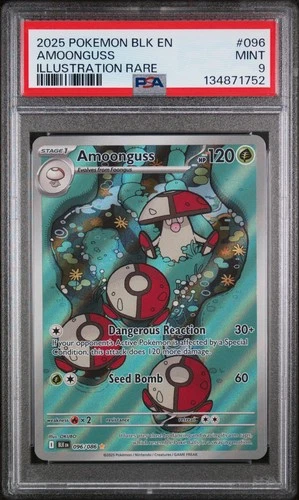 134871752 Amoonguss 2025 Pokemon Black Bolt #96 Illustration Rare PSA 9