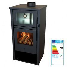 Estufa de leña con horno LUX estufa 12,4 kW acero inoxidable calefacción cocina hogar