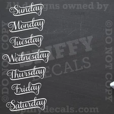 CHALKBOARD CALENDER DAYS OF THE WEEK Vinyl Wall Decal Decor Stickers Quote