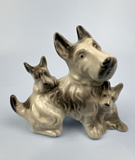 Vintage Ceramic Scottie Mama and Pups Figurine