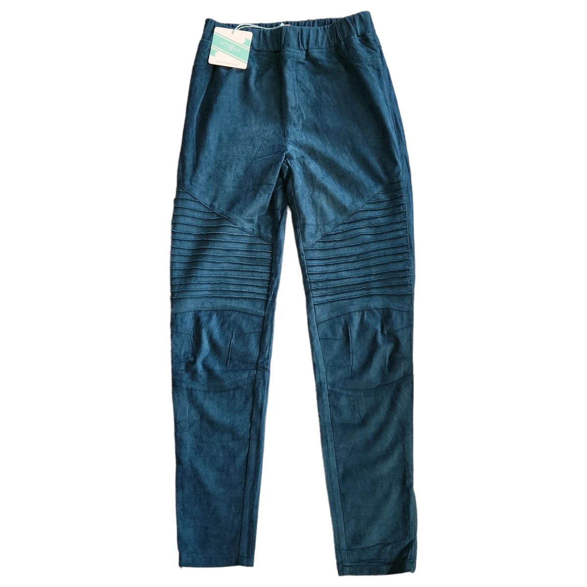 Umgee NWT Teal Faux Suede High Waist Moto Leggings Women s Size M
