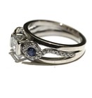 14k white gold .91ct VS1 H princess diamond sapphire gemstone engagement ring 7g — photo 3