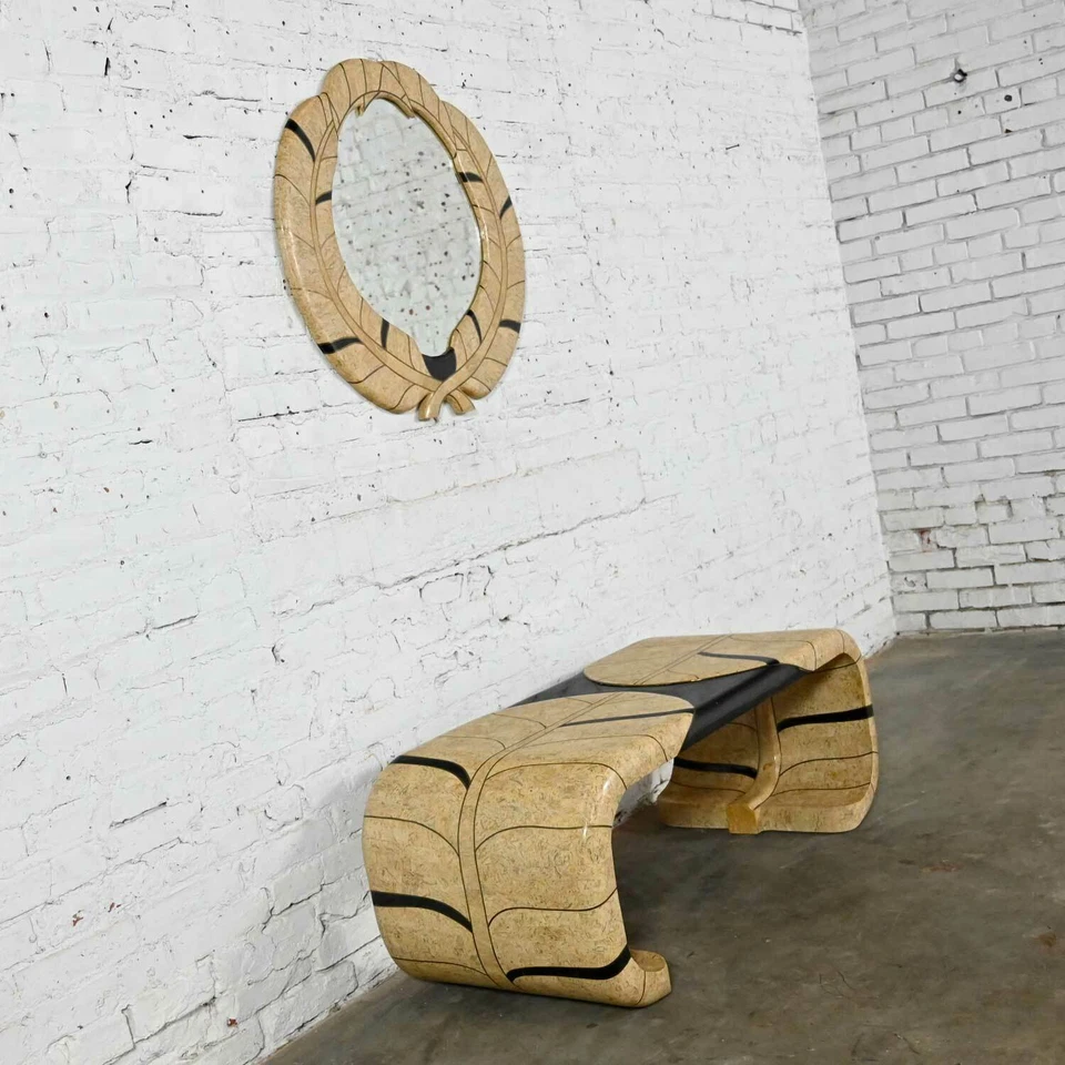 Mesa console estilo espelho Art Deco Revival mármore tesselado Maitland Smith - Imagem 4 de 4