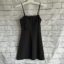 PREOWNED EXPRESS PIN STRIPE FIT AND FLARE DRESS WOMENS XS BLACK 
