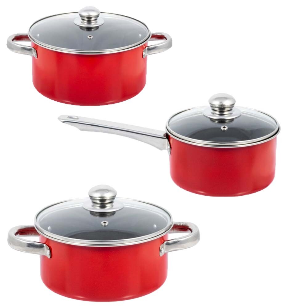 Batteria Pentole Casa 6pz - Casseruole Facili da Pulire con Coperchi