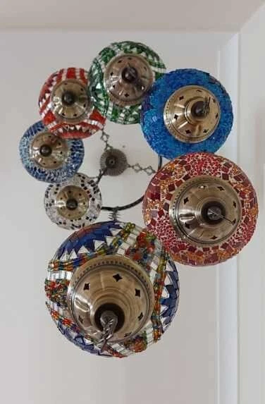 Lámpara de araña de mosaico estilo marroquí - 11 globos multicolores Foto 3 de 4